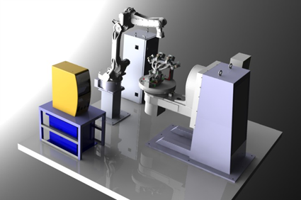 Robot with L type positioner Robot with L type positioner